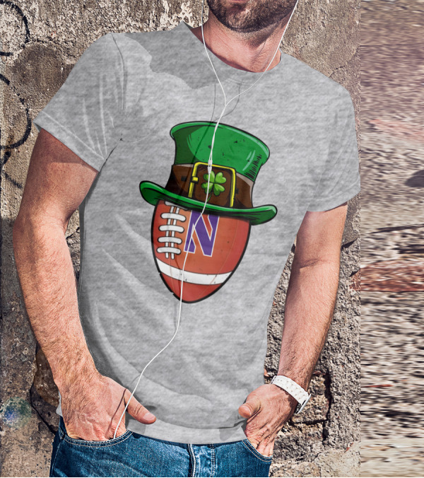 Northwestern Wildcats Football Shamrock Hat T-Shirt