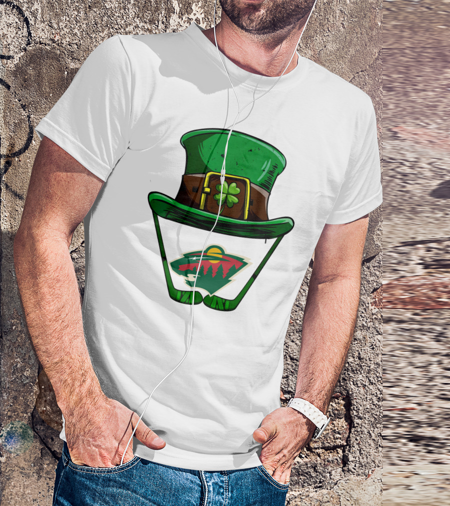 Minnesota Wild St. Patrick's Day Hockey Shamrock Hat T-Shirt
