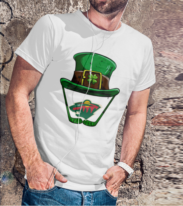 Minnesota Wild St. Patrick's Day Hockey Shamrock Hat T-Shirt