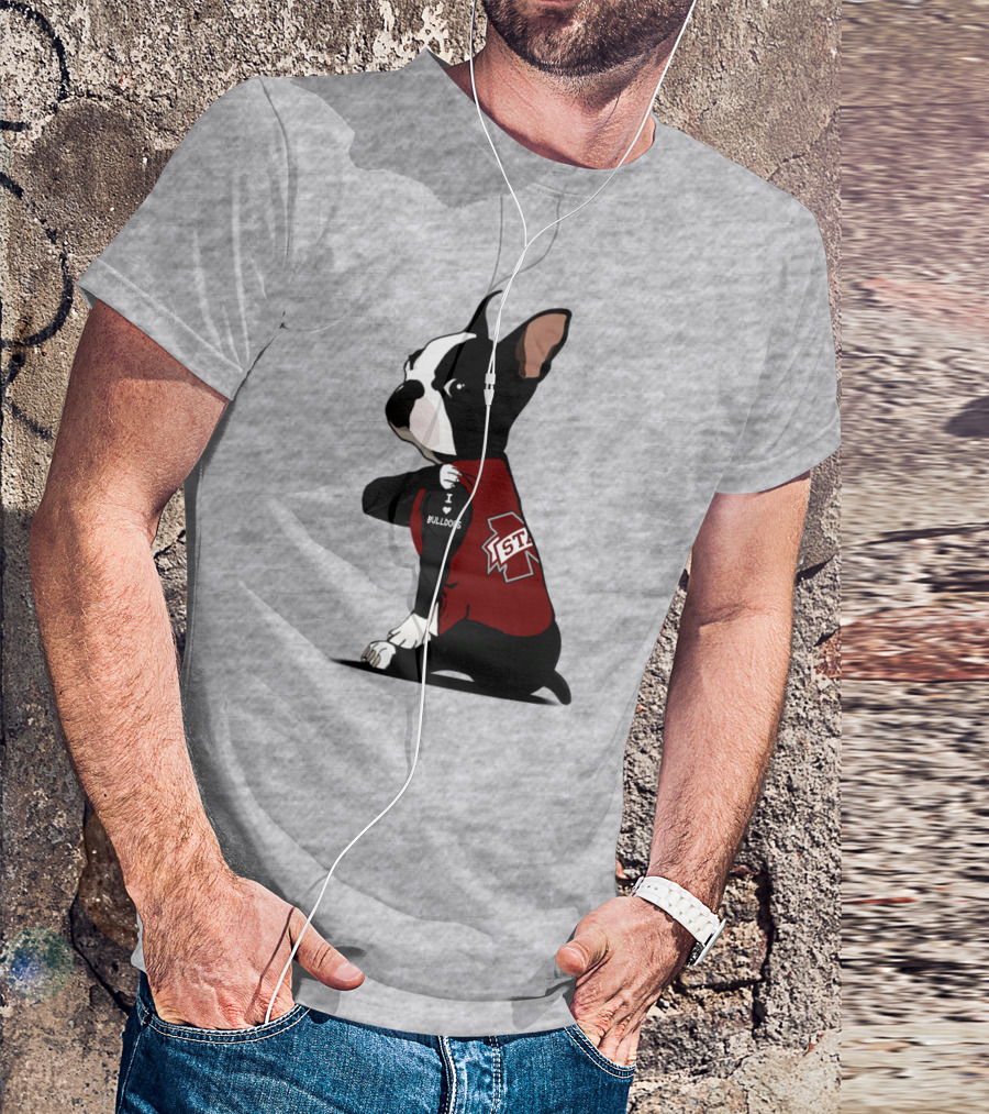Mississippi State Bulldogs Love Boston Terrier In Jersey T-Shirt