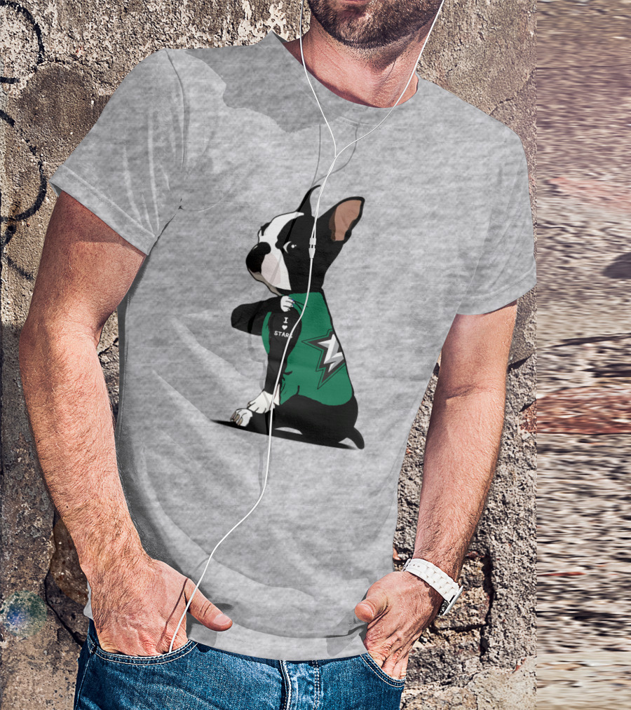 Dallas Stars Bulldog I Love Stars T-Shirt