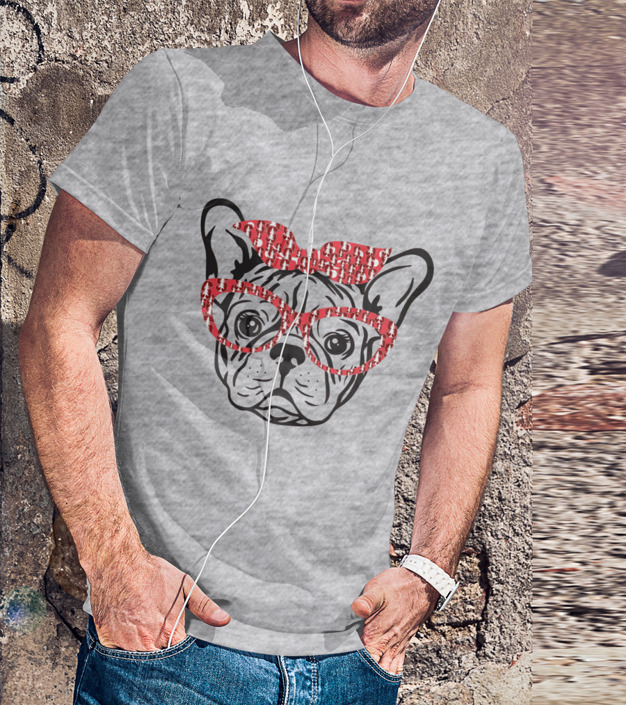 Stanford Cardinal Bulldog With Red Glasses And Bow T-Shirt