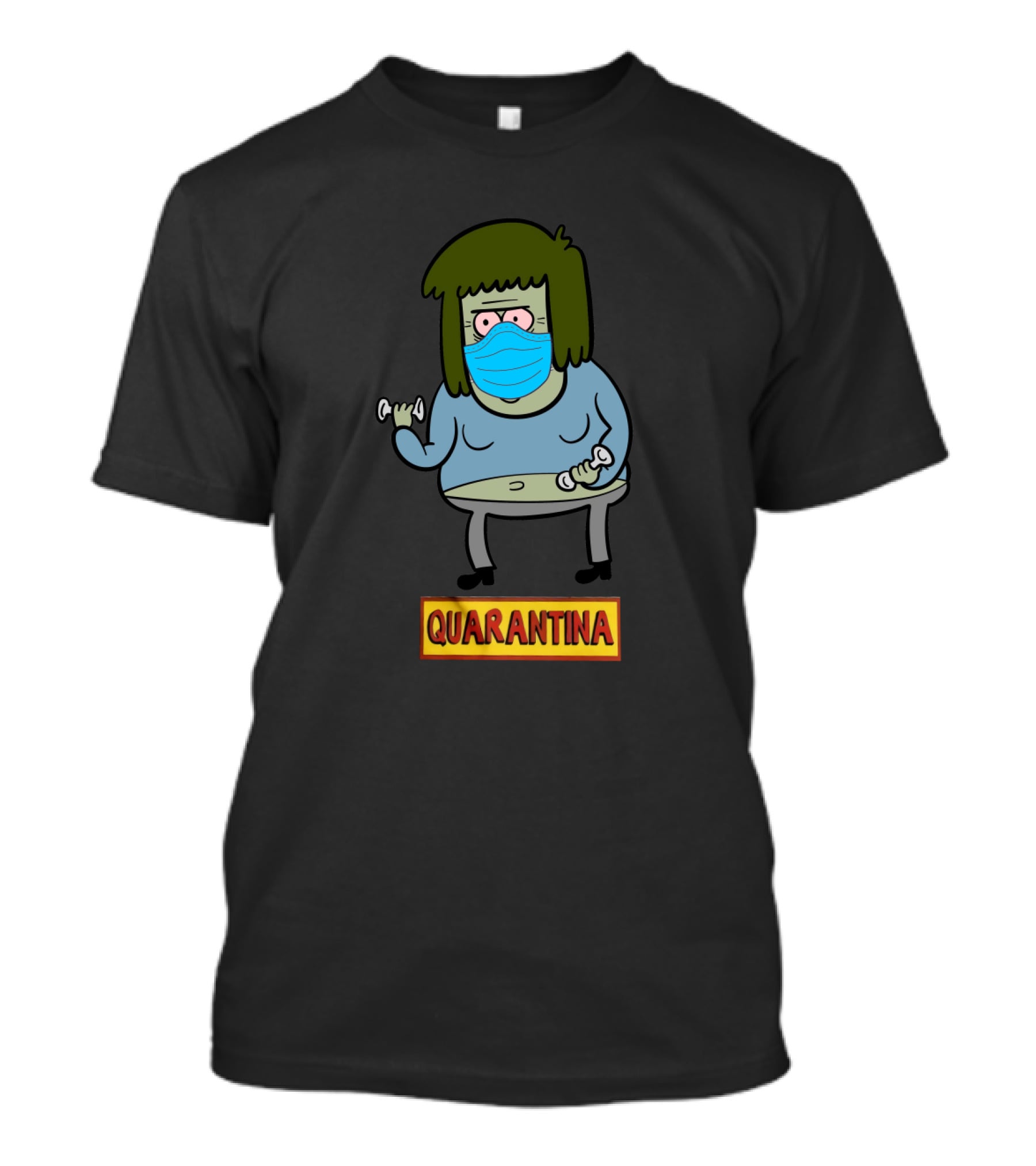 Quarantina Ds Regular Show Mask Dumbbells T-Shirt