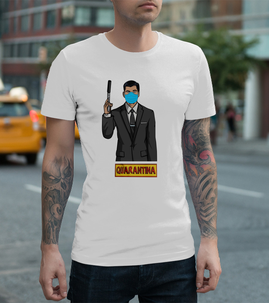 Archer Quarantina Masked Suit Man with Gun T-Shirt