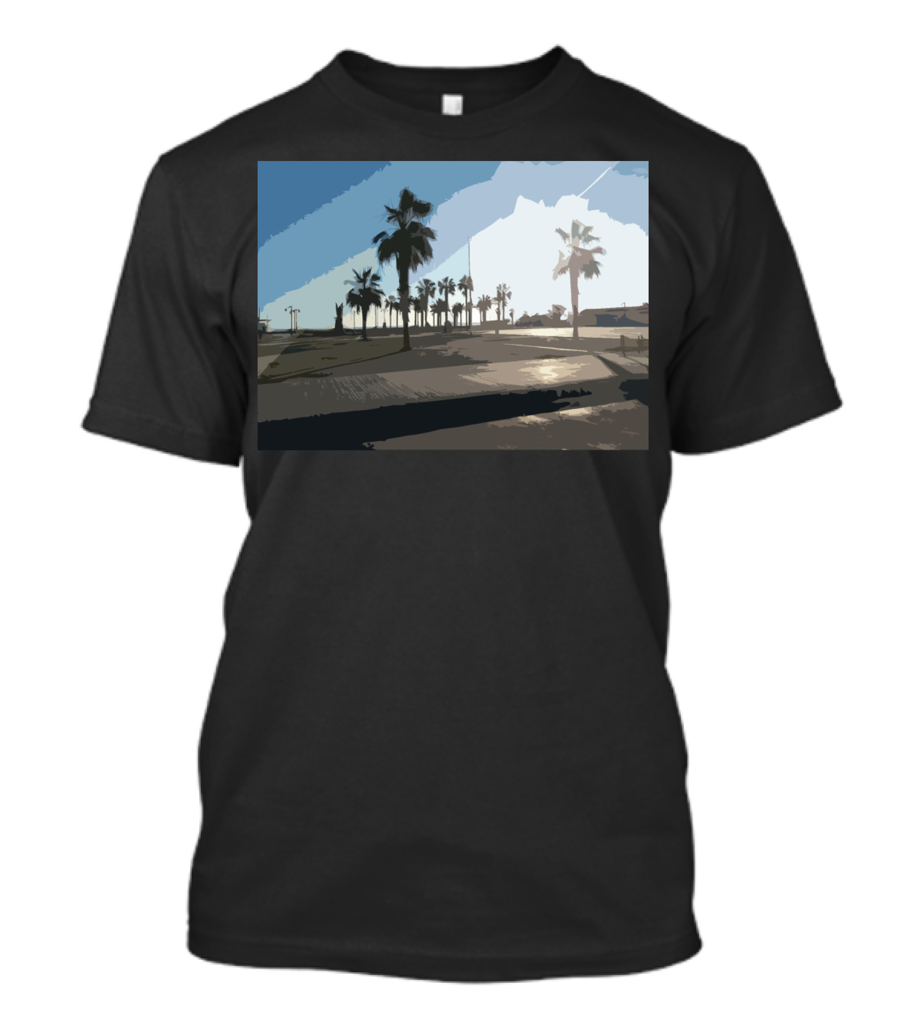 City Beach Palm Trees Scenic Oceanfront View T-Shirt