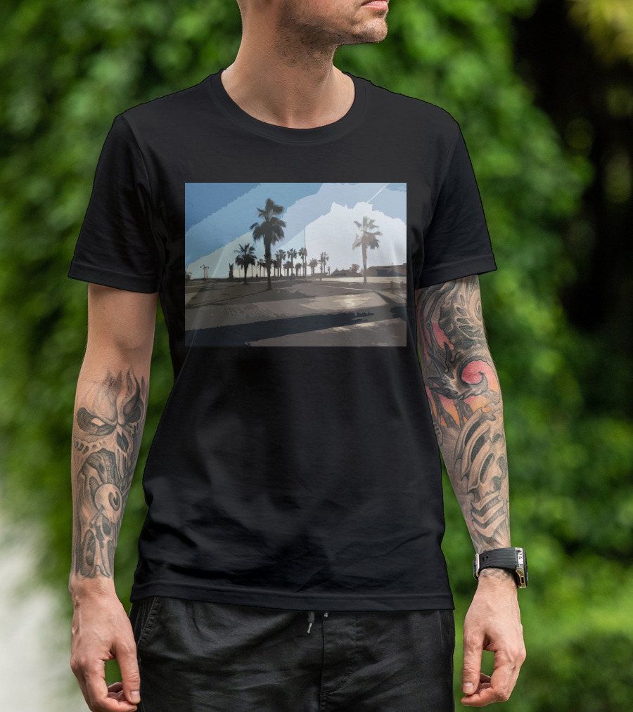City Beach Palm Trees Scenic Oceanfront View T-Shirt