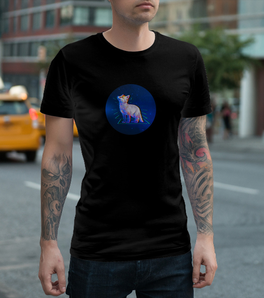 Juvenile Hyperobject Glitchy Corgi In Geometric Galaxy Sphere T-Shirt