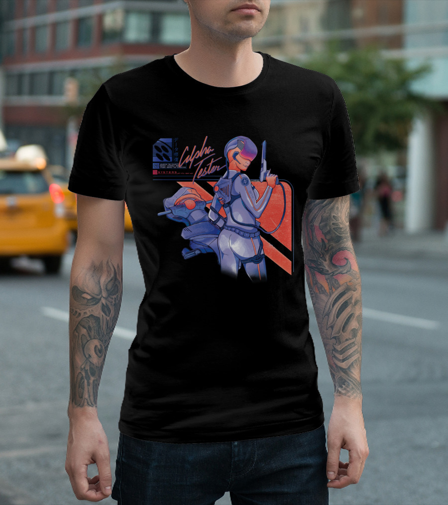 Alpha Tester Cyber Suit Power Systems Neon Tech Warrior T-Shirt