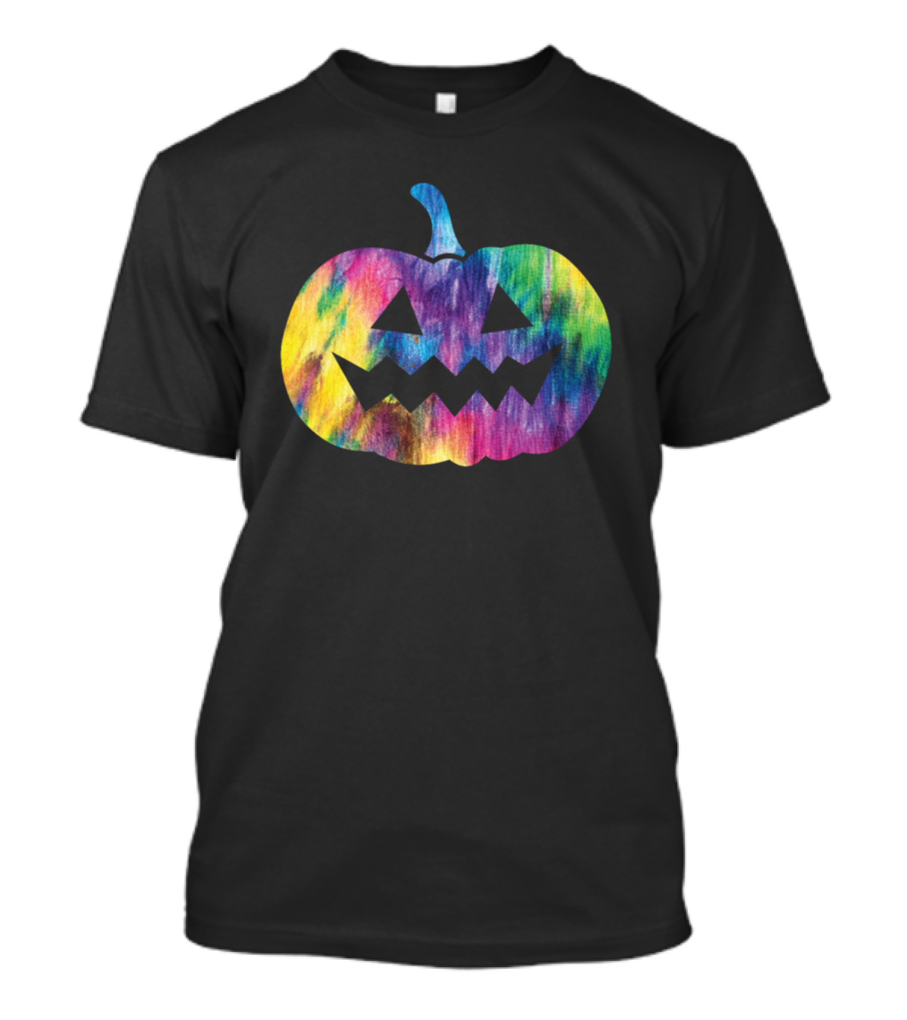 Tie Dye Multicolor Pumpkin Face Jack O Lantern Halloween T-Shirt