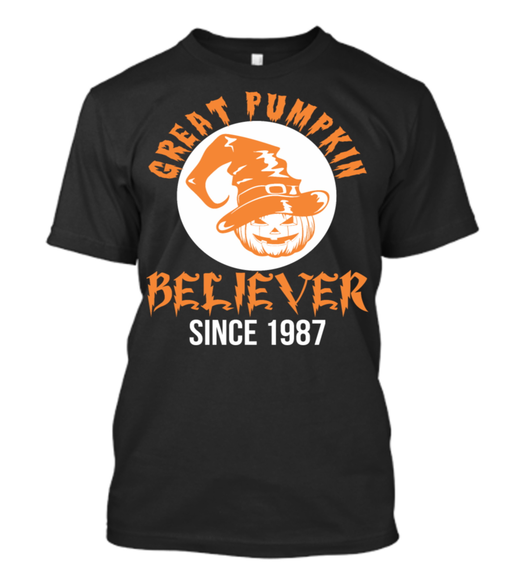 Great Pumpkin Believer Since 1987 Halloween Jack-O'-Lantern Hat T-Shirt