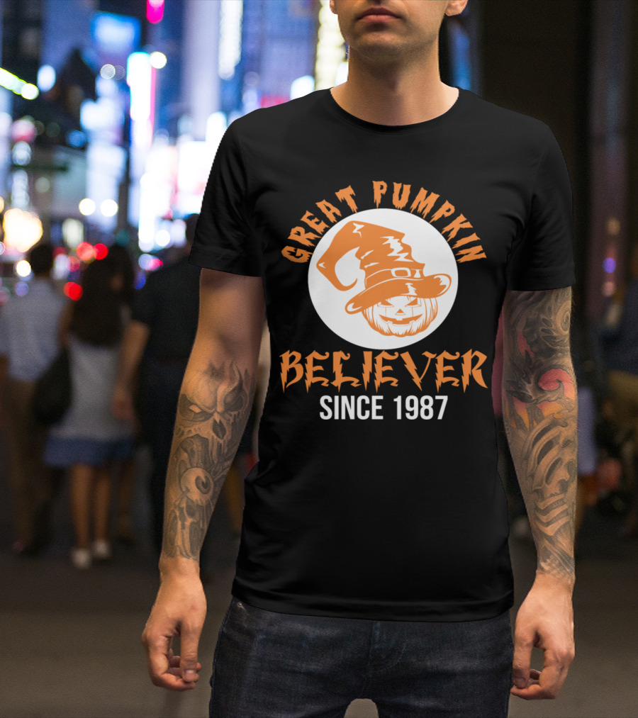 Great Pumpkin Believer Since 1987 Halloween Jack-O'-Lantern Hat T-Shirt