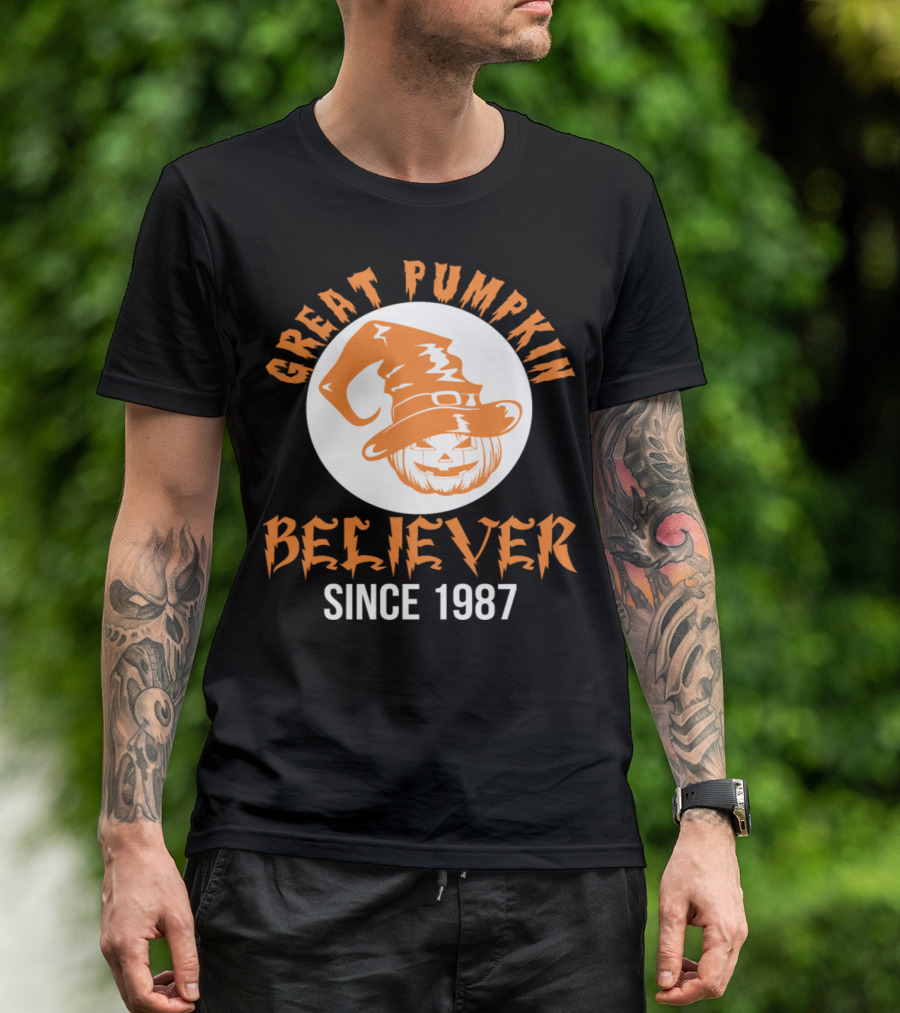 Great Pumpkin Believer Since 1987 Halloween Jack-O'-Lantern Hat T-Shirt