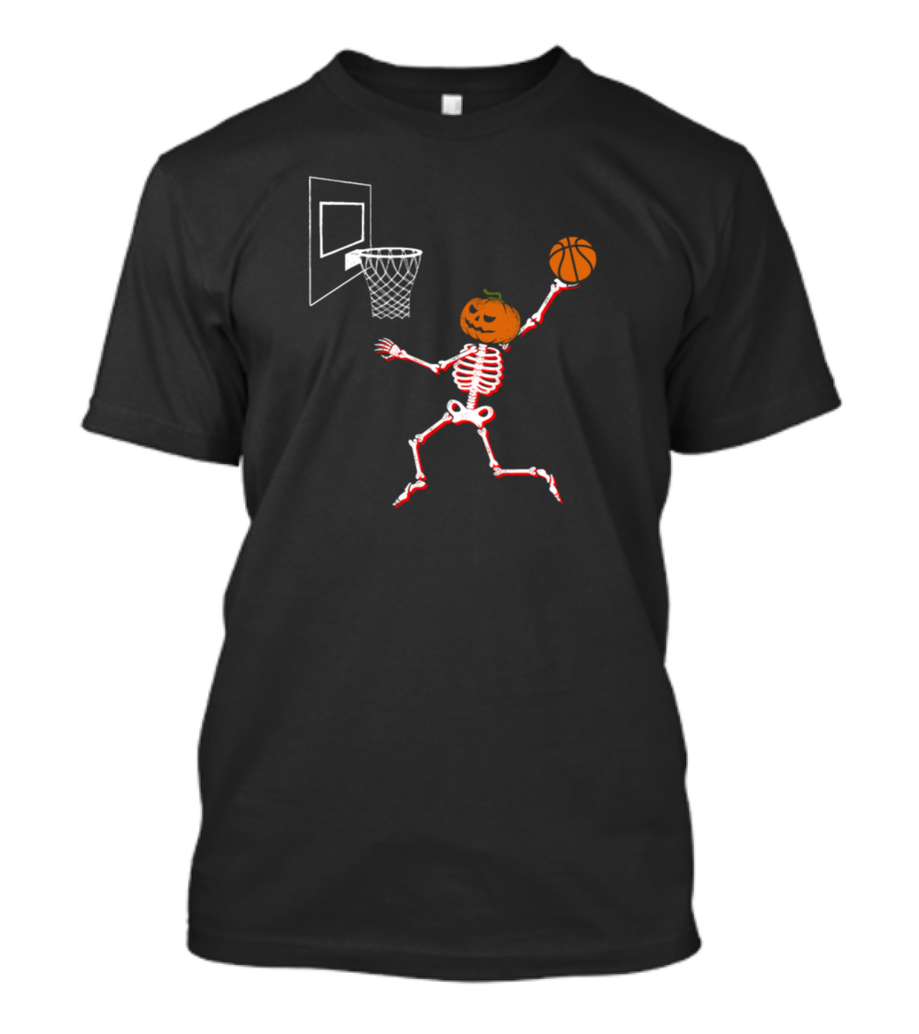 Basketball Skeleton Pumpkin Slam Dunk T-Shirt