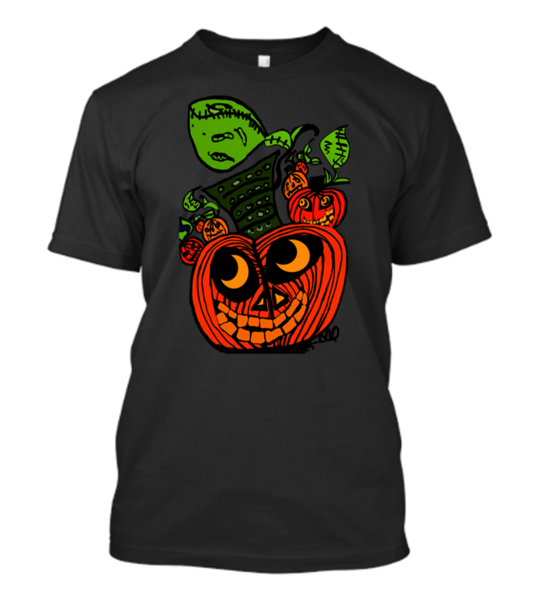 Halloween Pumpkin Stacking Patchwork Style Faces T-Shirt