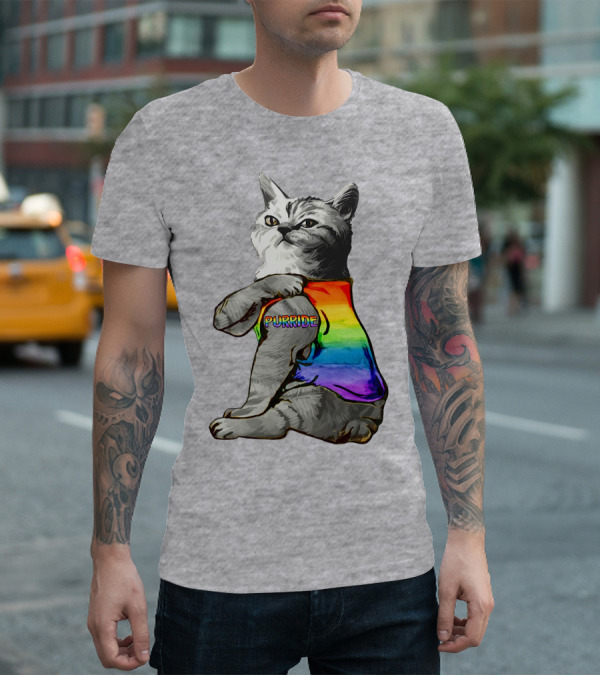 Purride Cat In Rainbow Colors T-Shirt
