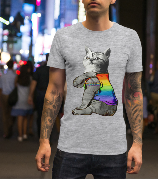 Purride Cat In Rainbow Colors T-Shirt