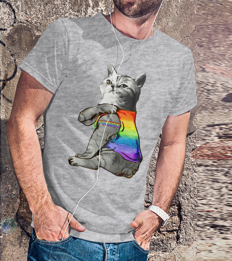 Purride Cat In Rainbow Colors T-Shirt