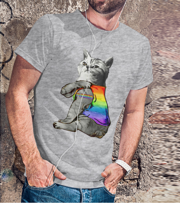 Purride Cat In Rainbow Colors T-Shirt