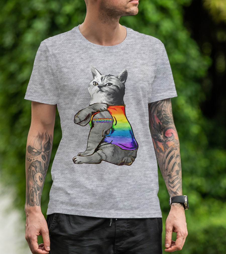 Purride Cat In Rainbow Colors T-Shirt