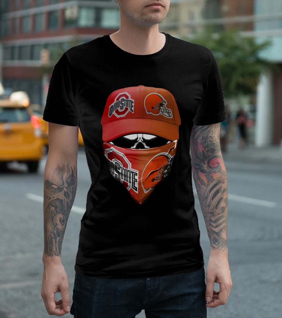 Ohio State Buckeye Browns Fan Gear Hat And Bandana Combo T-Shirt