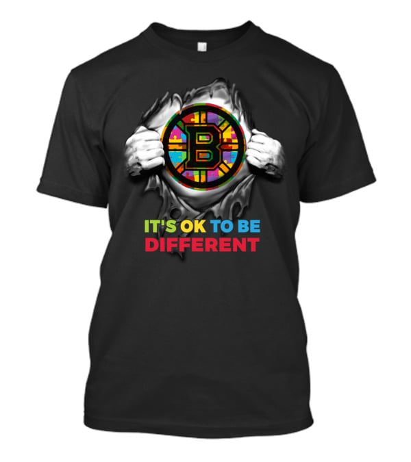 It's Ok To Be Different Autism Nhl 03 Bruins Puzzle T-Shirt