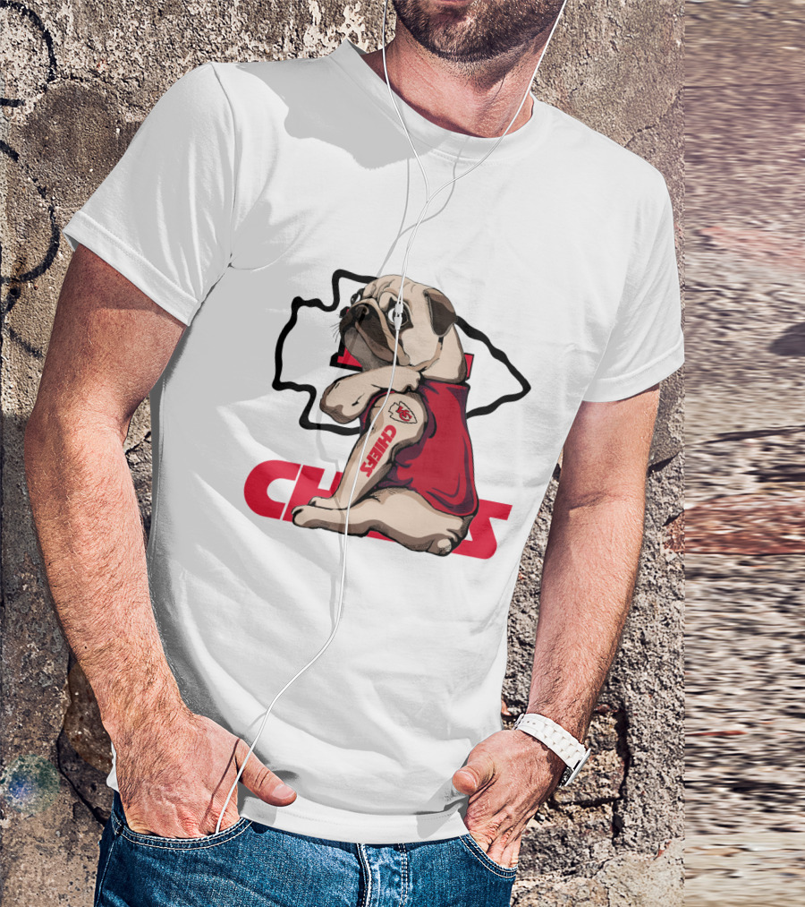 Pug Chiefs Kansas City Logo Tattoo Red Jersey T-Shirt