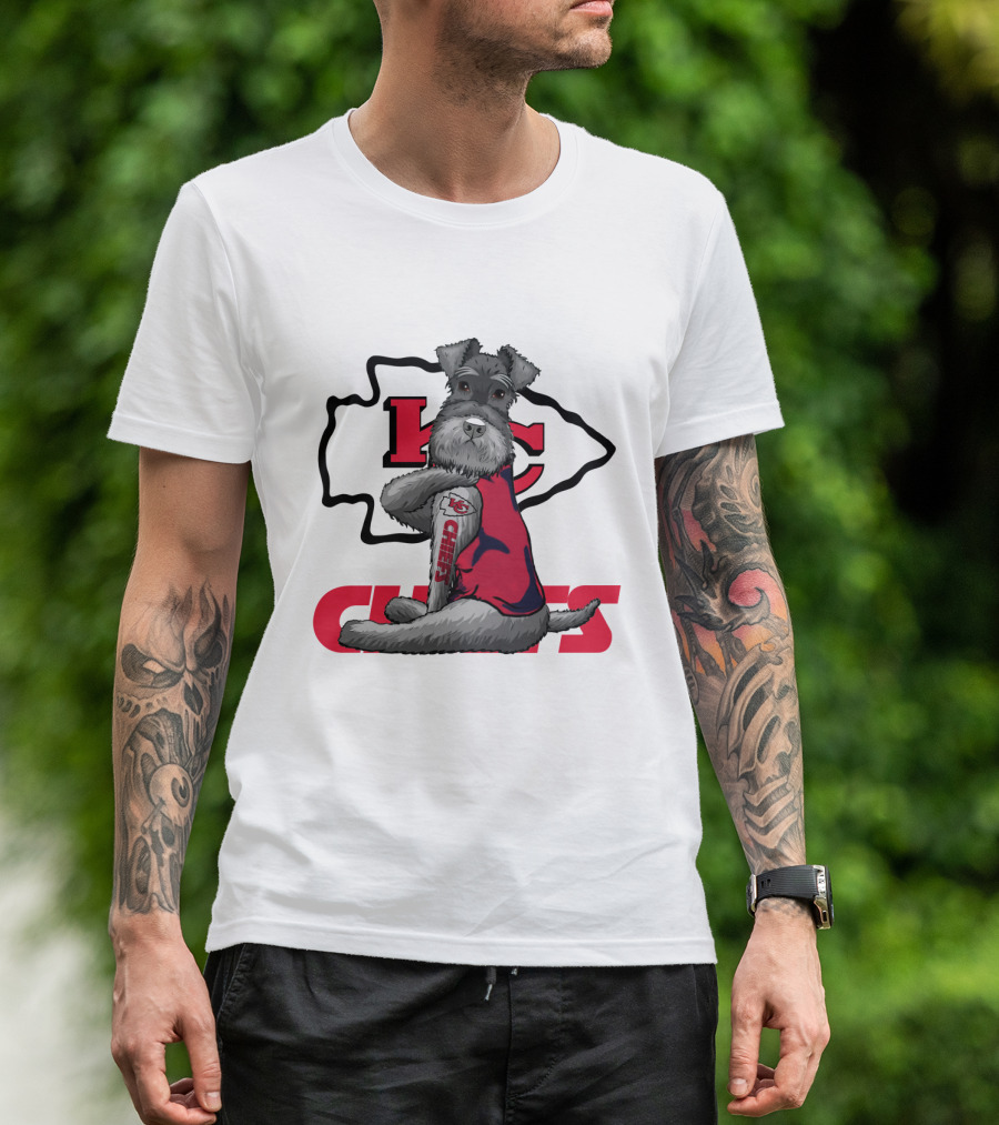 Schnauzer Chiefs KC Logo Dog T-Shirt