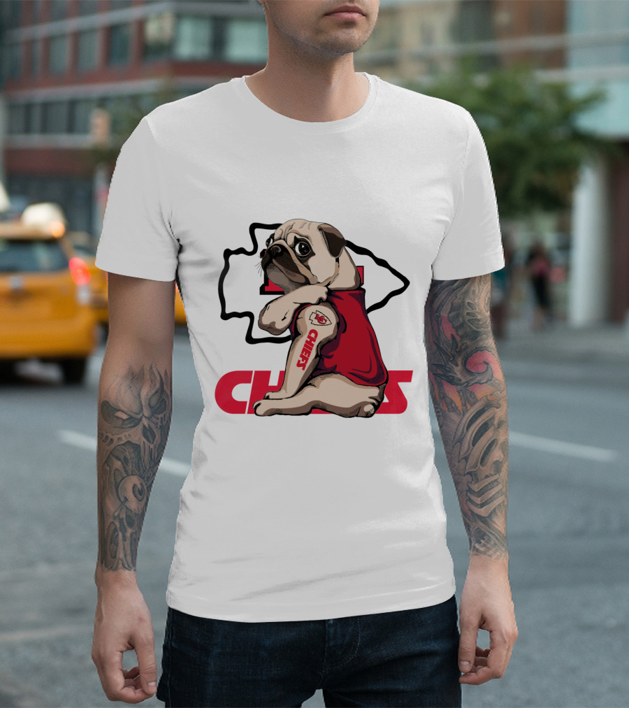 Kansas City Chiefs Pug Tattoo Fan Nfl Football T-Shirt