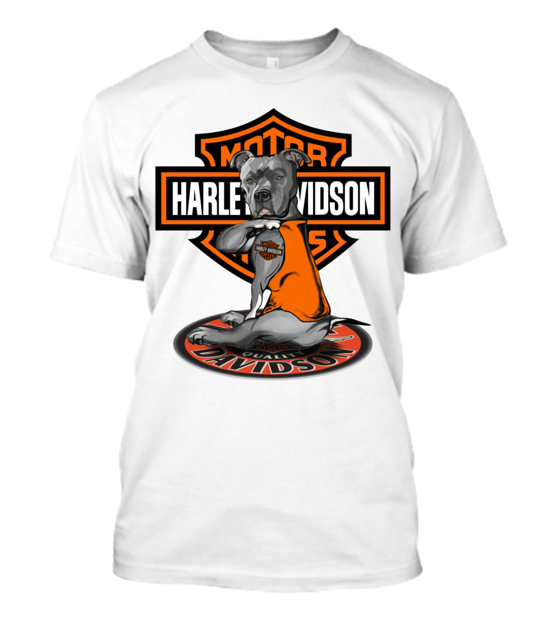 Harley Davidson Motor Cycles Pitbull Dog T-Shirt