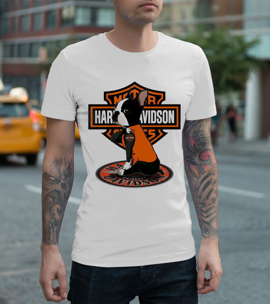 Harley Davidson Boston Terrier Motor Cycles T-Shirt