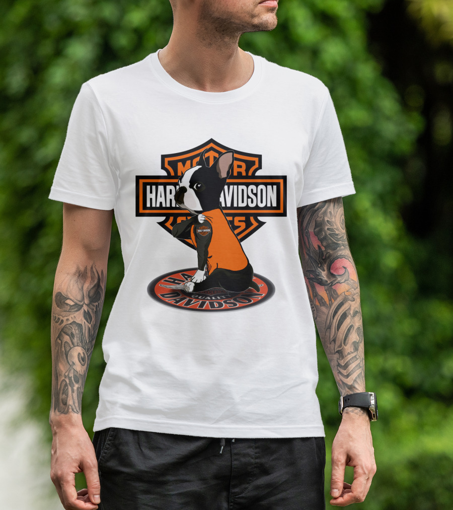 Harley Davidson Boston Terrier Motor Cycles T-Shirt
