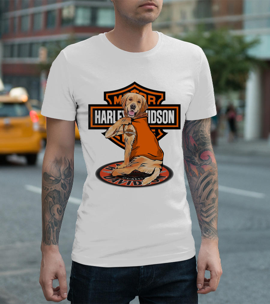 Harley Davidson Motorcycles Golden Retriever T-Shirt