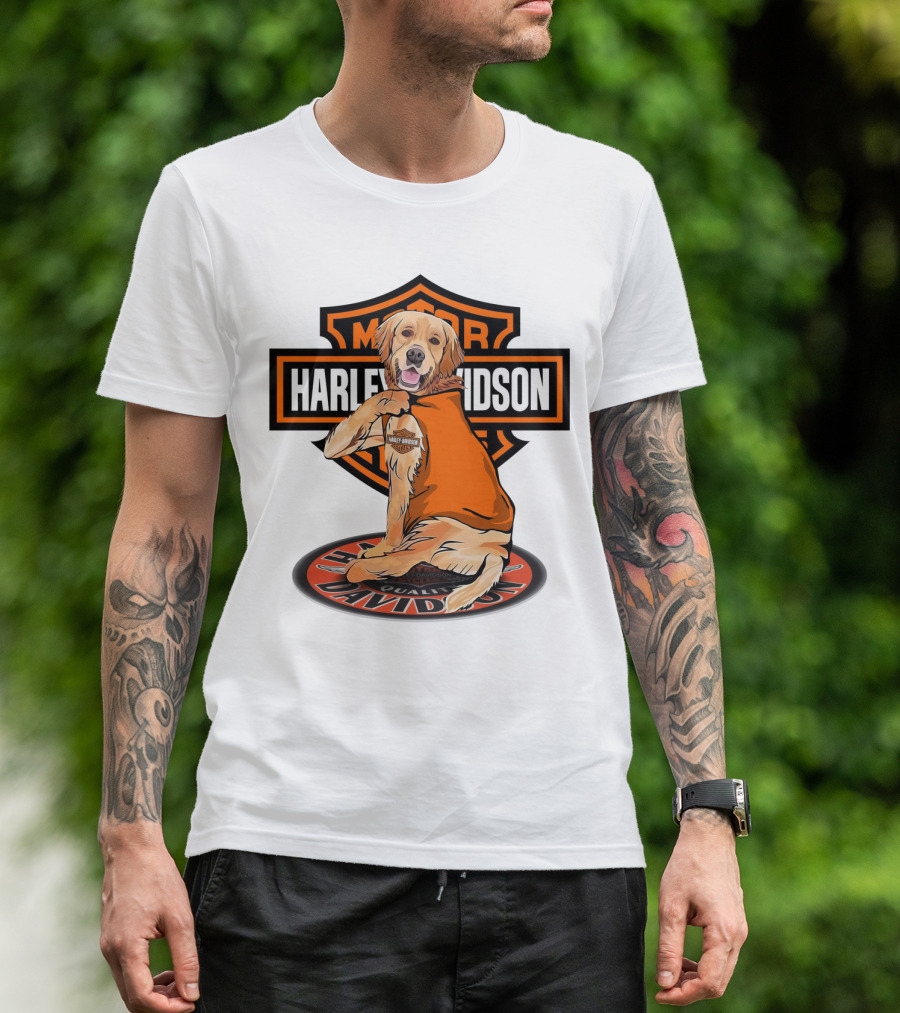 Harley Davidson Motorcycles Golden Retriever T-Shirt