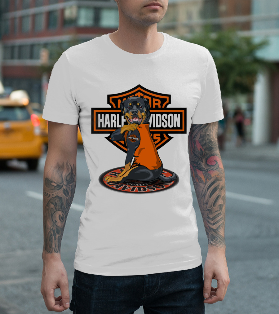 Harley Davidson Motorcycles Rottweiler T-Shirt