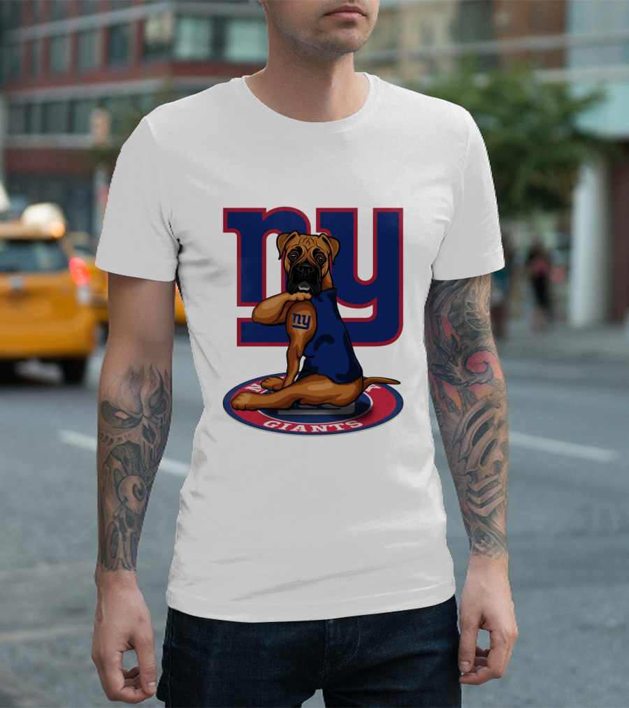 NY Giants Boxer Dog T-Shirt