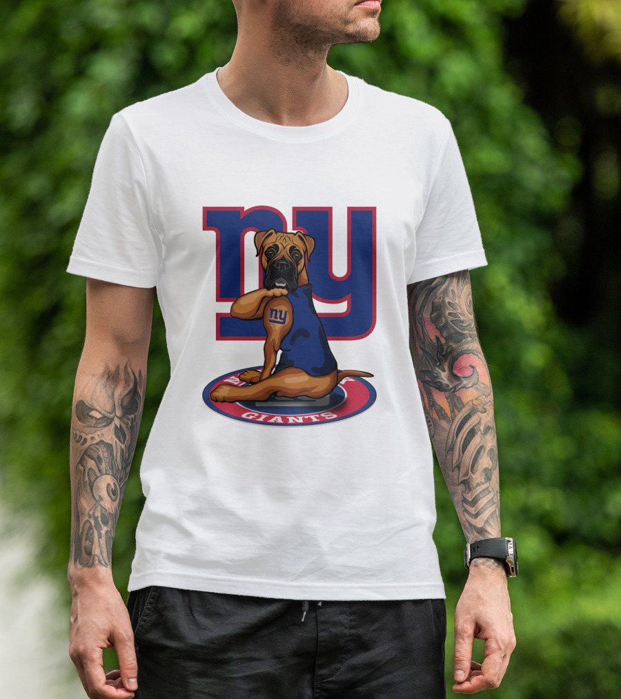 NY Giants Boxer Dog T-Shirt