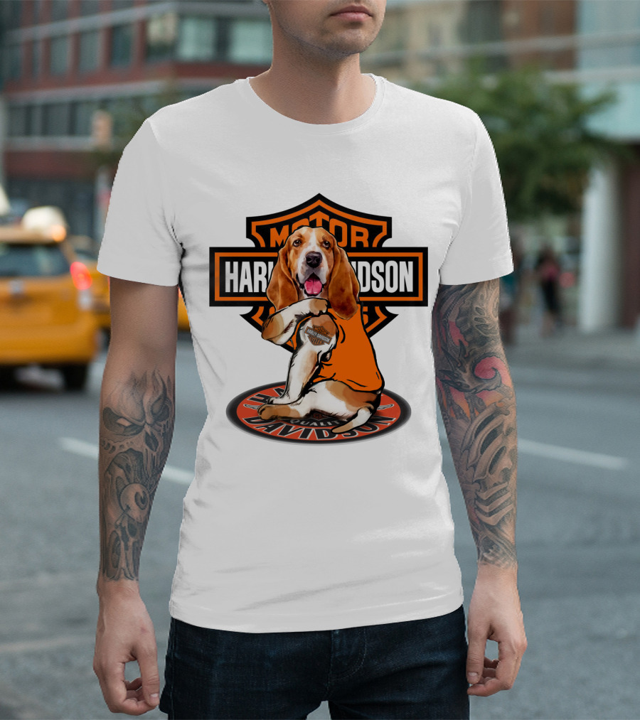 Harley Davidson Basset Hound Motor T-Shirt