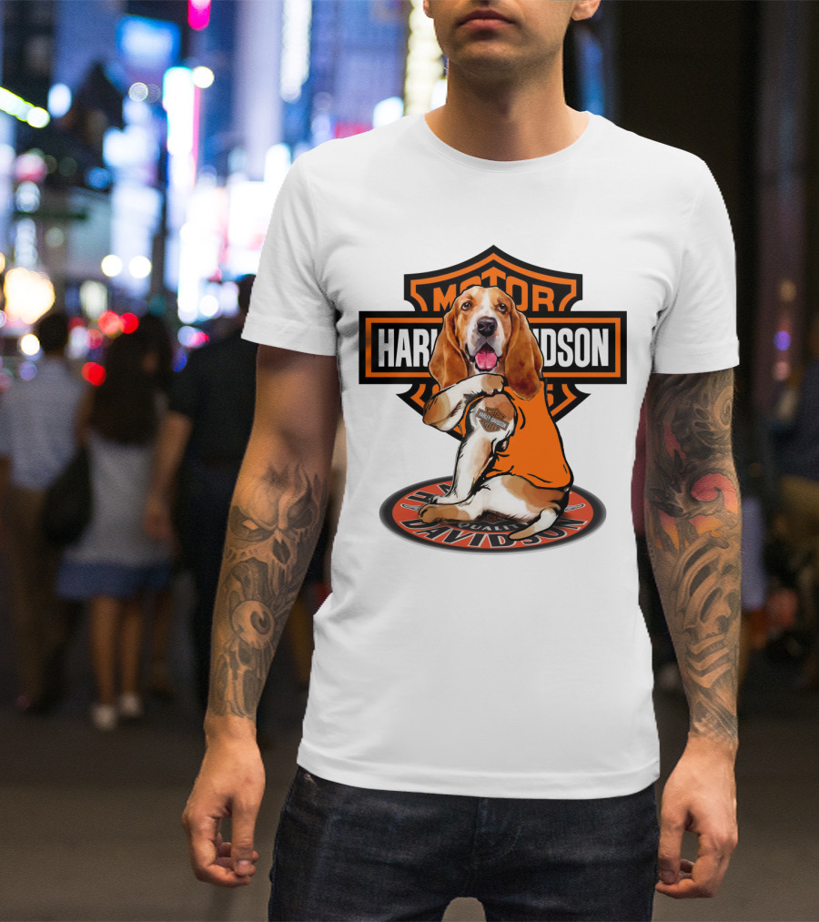 Harley Davidson Basset Hound Motor T-Shirt