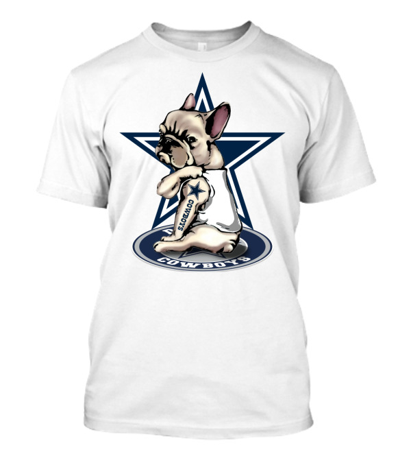 Cowboys French Bulldog Star Logo Tattoo T-Shirt
