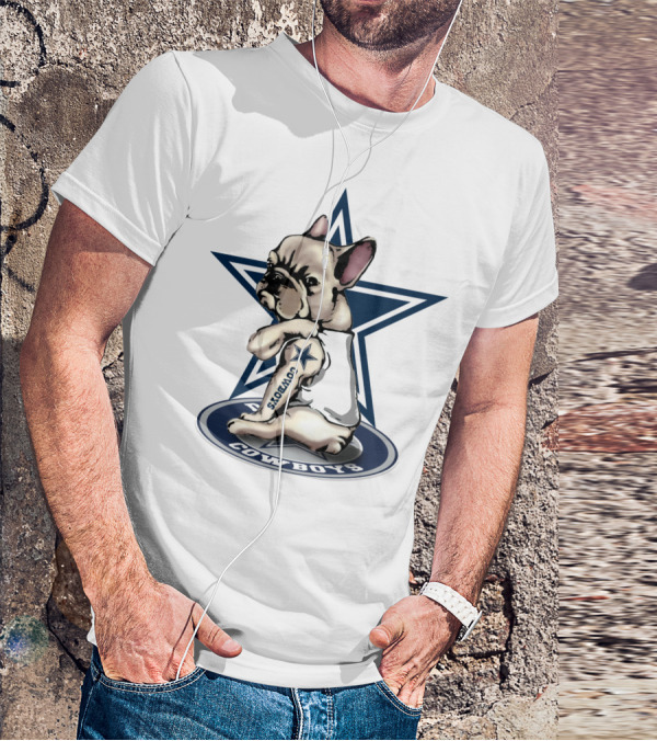 Cowboys French Bulldog Star Logo Tattoo T-Shirt