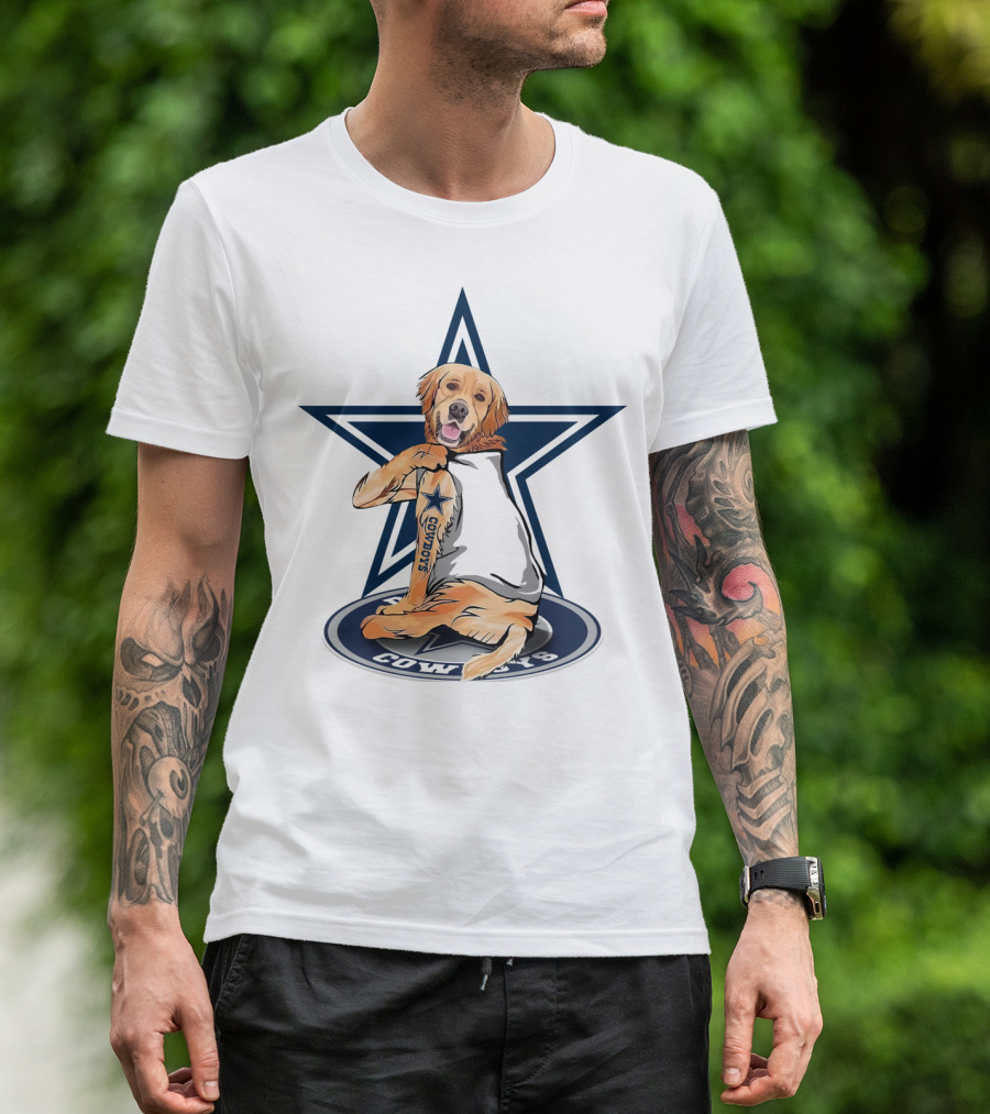 Cowboys Golden Retriever Tattoo Star T-Shirt