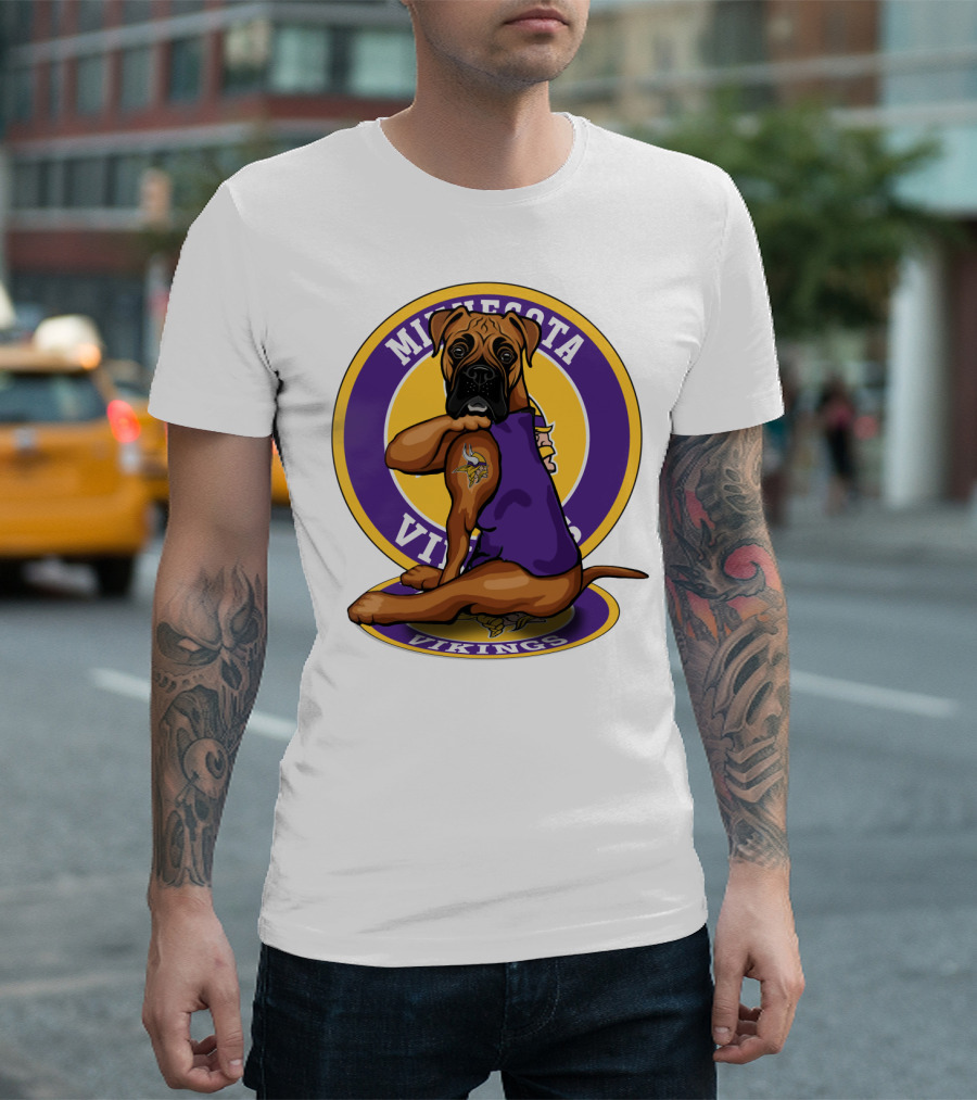 Minnesota Vikings Boxer Dog Tattoo T-Shirt