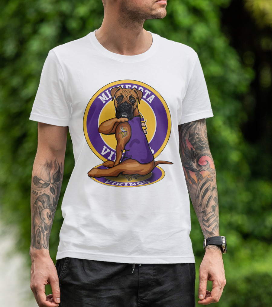 Minnesota Vikings Boxer Dog Tattoo T-Shirt