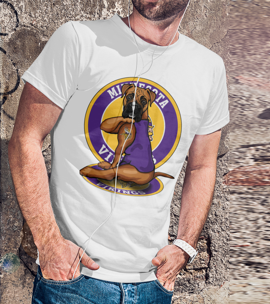 Minnesota Vikings Boxer Dog Tattoo T-Shirt