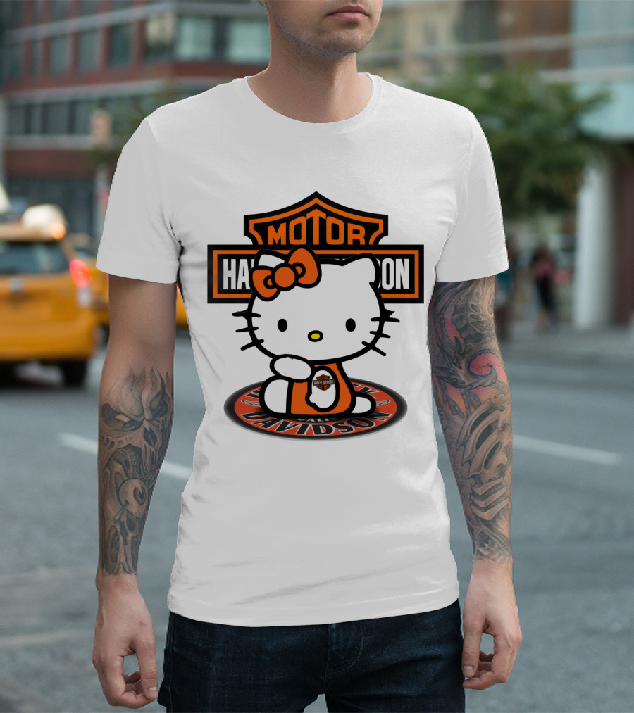 Harley Davidson Hello Kitty Motorcycles Logo Collaboration T-Shirt