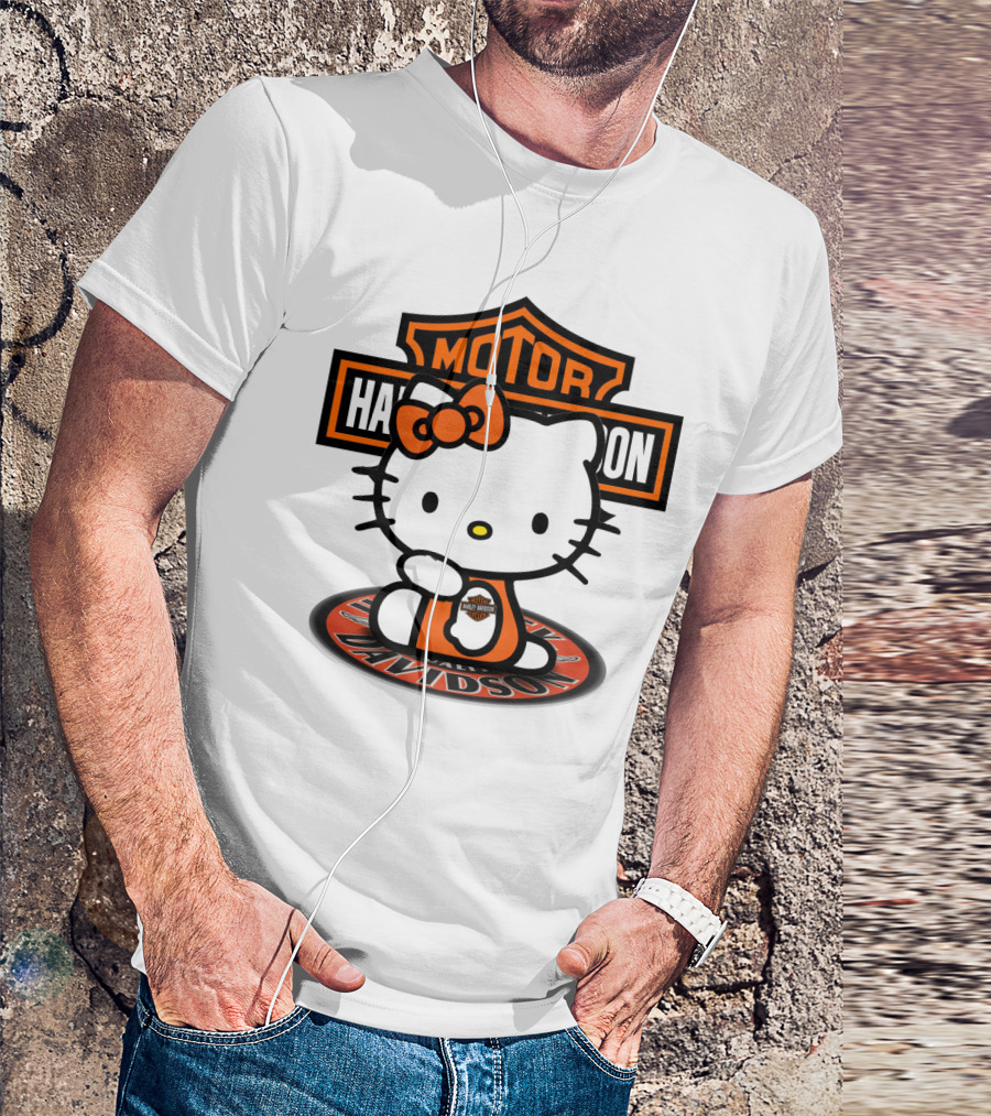 Harley Davidson Hello Kitty Motorcycles Logo Collaboration T-Shirt