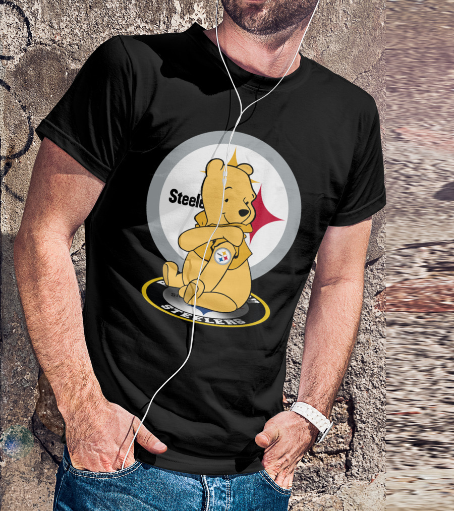 Pooh Steelers Logo Embrace With Iconic Football T-Shirt