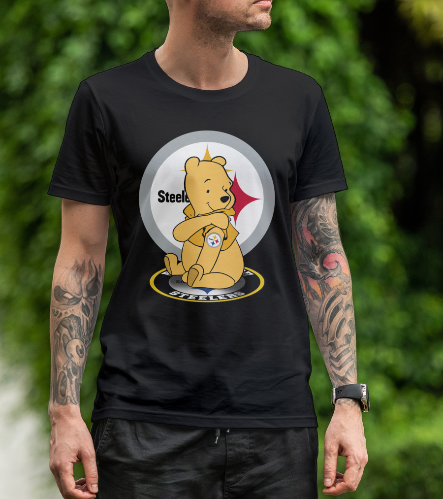 Pooh Steelers Logo Embrace With Iconic Football T-Shirt