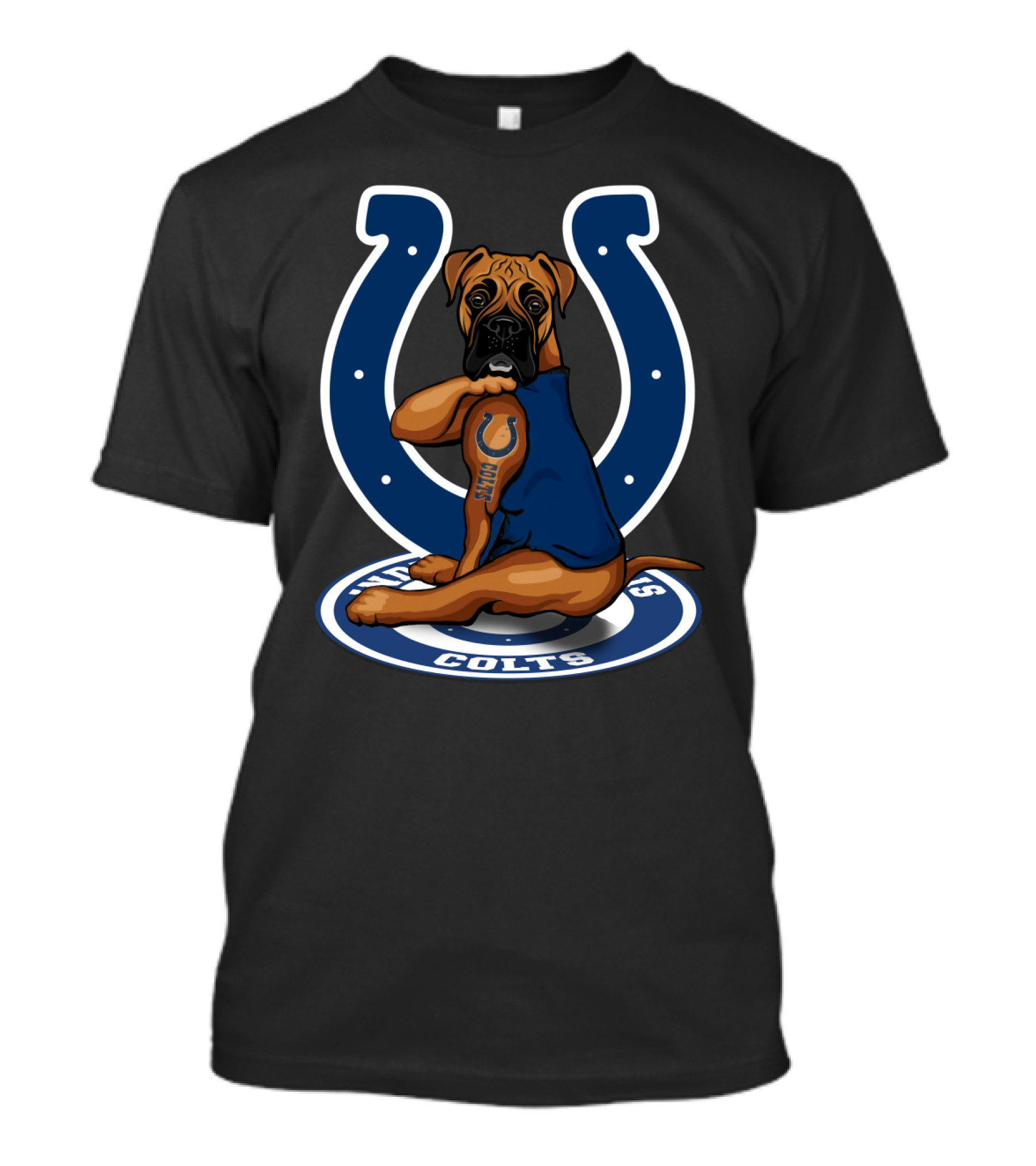 Boxer Colts Fan Dog With Horseshoe T-Shirt