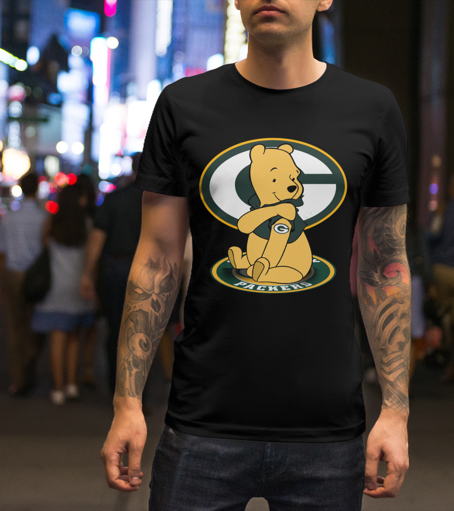 Pooh Green Bay Packers Crossover Football Bear T-Shirt